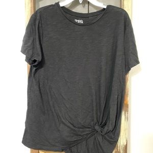 Black front knit tee